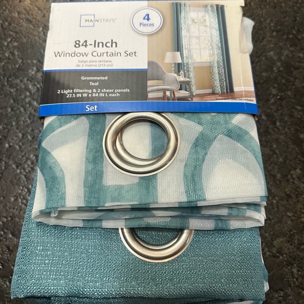 Mainstays Teal Grommet Curtain Set